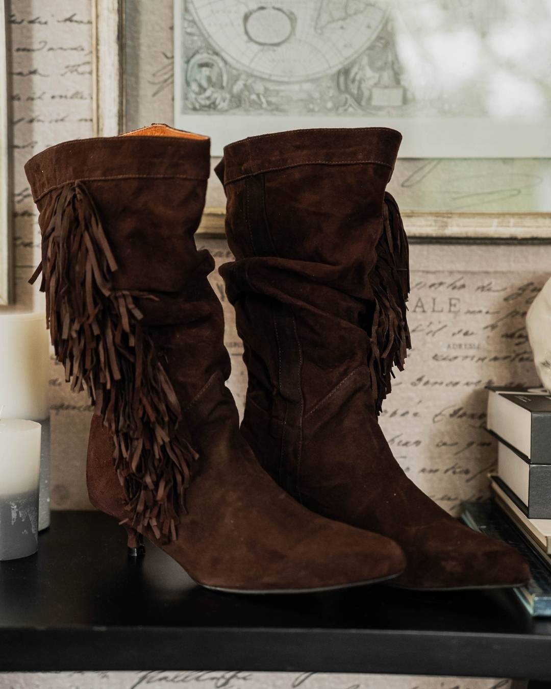 Botas color chocolate con flecos