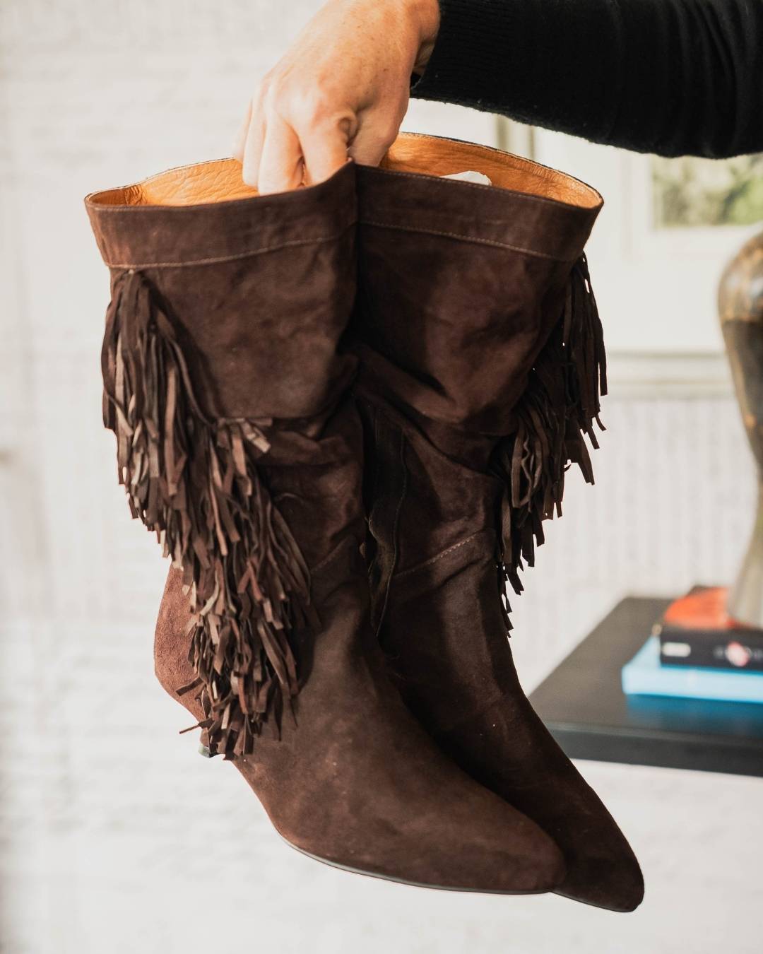 Botas color chocolate con flecos