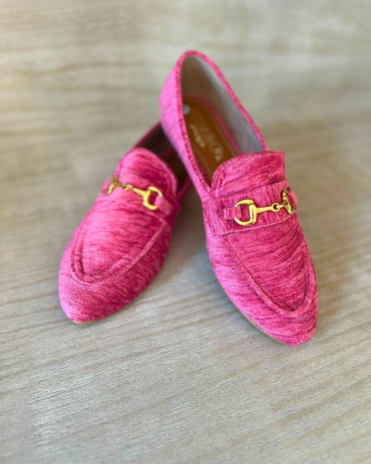Mocasín de terciopelo rasguñado color rosa