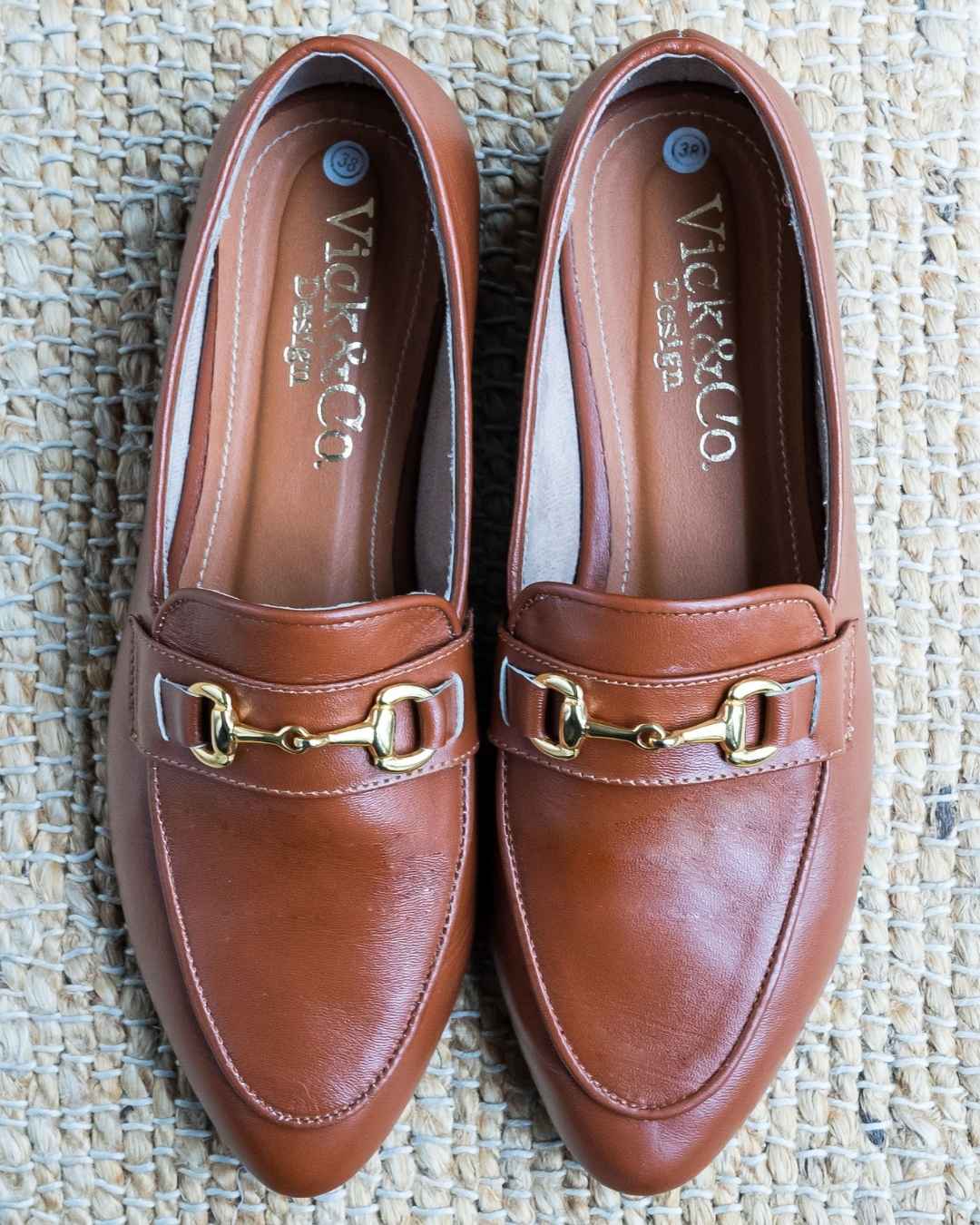 Mocasín de cuero color suela y chocolate Modelo Vico
