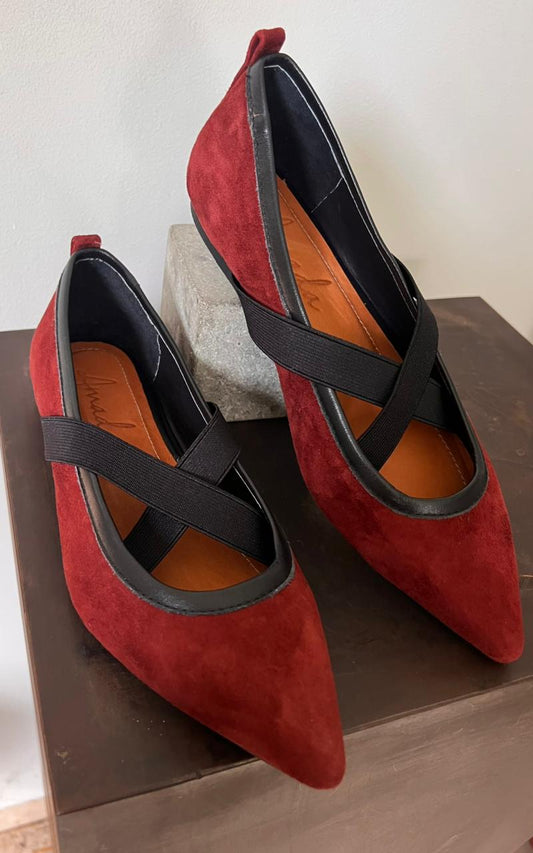 Balerina gamuza Burgundy Celia