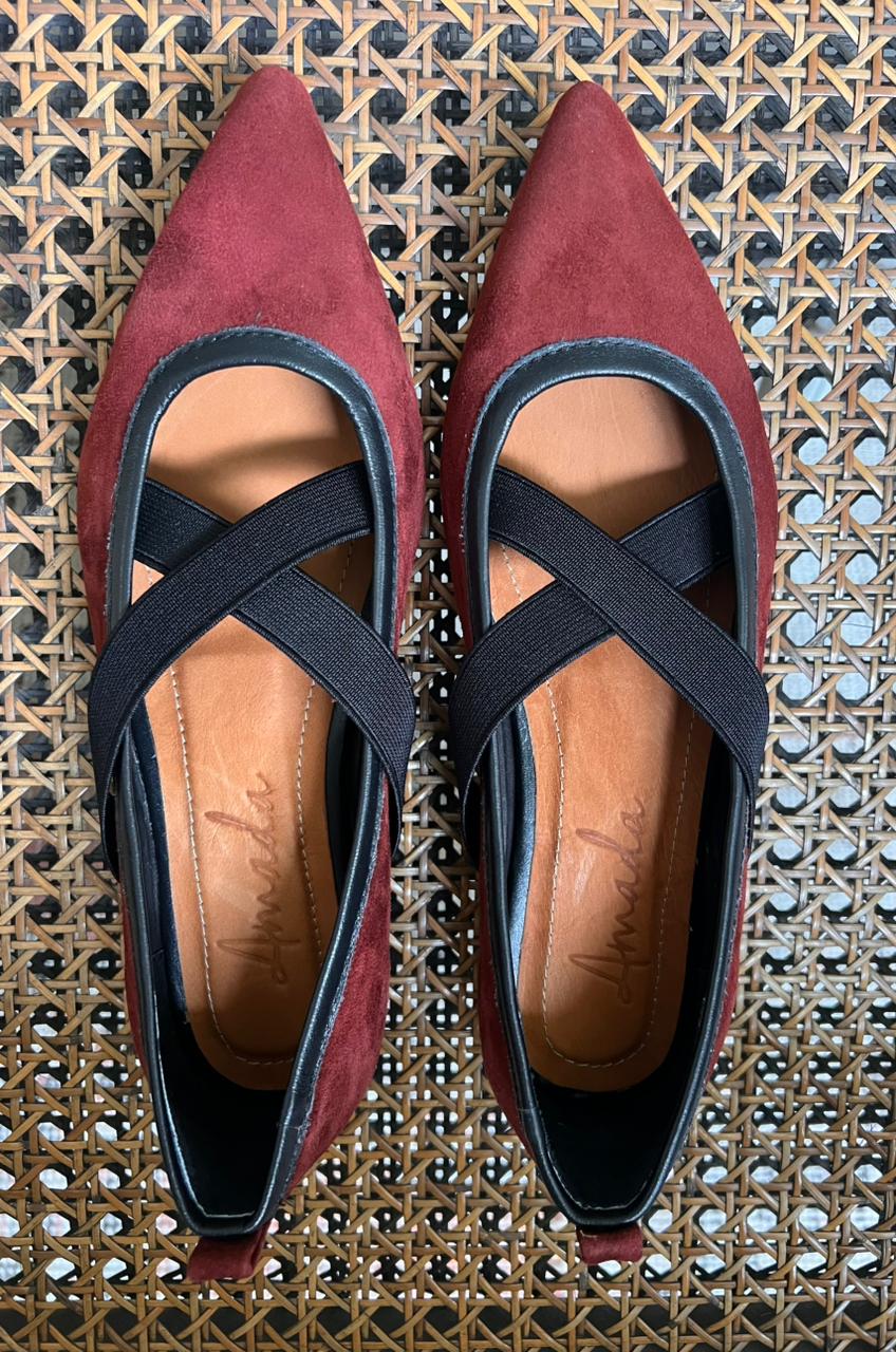 Balerina gamuza Burgundy Celia